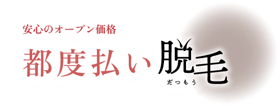 安心のオープン価格　都度払い脱毛（だつもう）