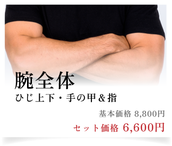 腕全体（ひじ上下・手の甲・指）